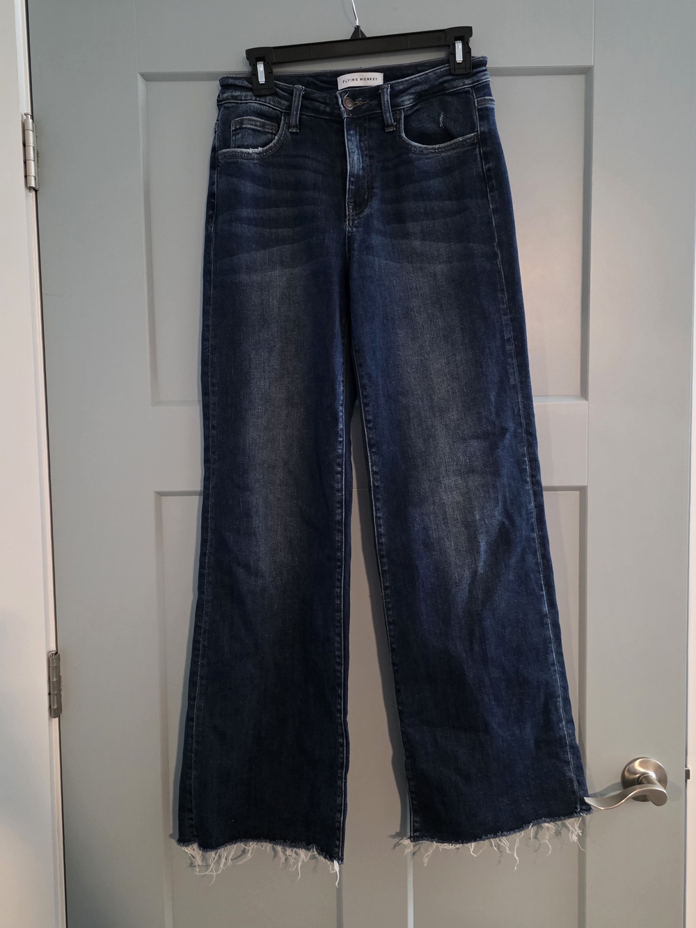 Flying Monkey High Rise Wide Leg Raw Hem Distressed Jeans Size 26 Y2629 Blue